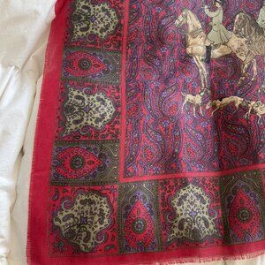 Large pre-owned horse and hound equestrian multicolor scarf